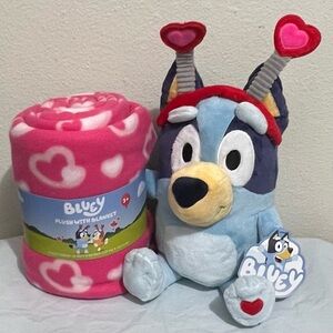 Bluey Plush with Blanket Set-valentines Day Theme